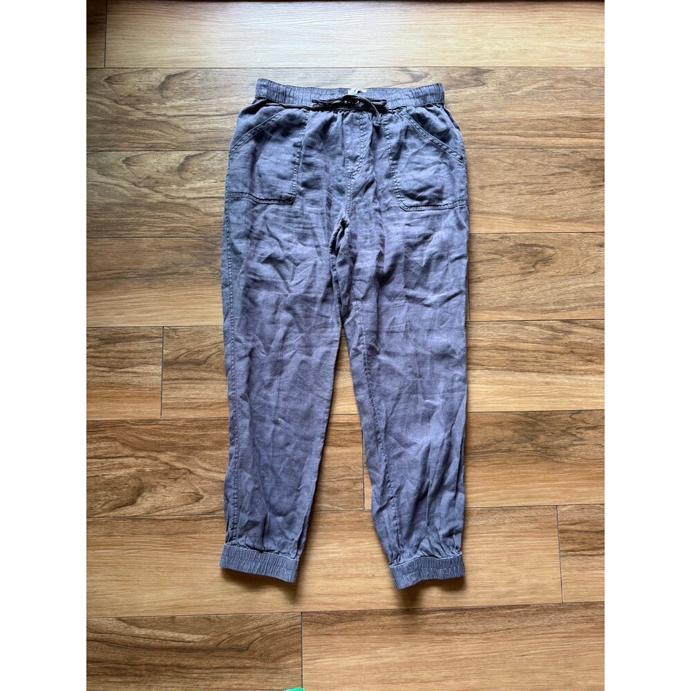C&C California 100% Linen Drawstring Jogger Pants Size Medium Slate Slate Grey